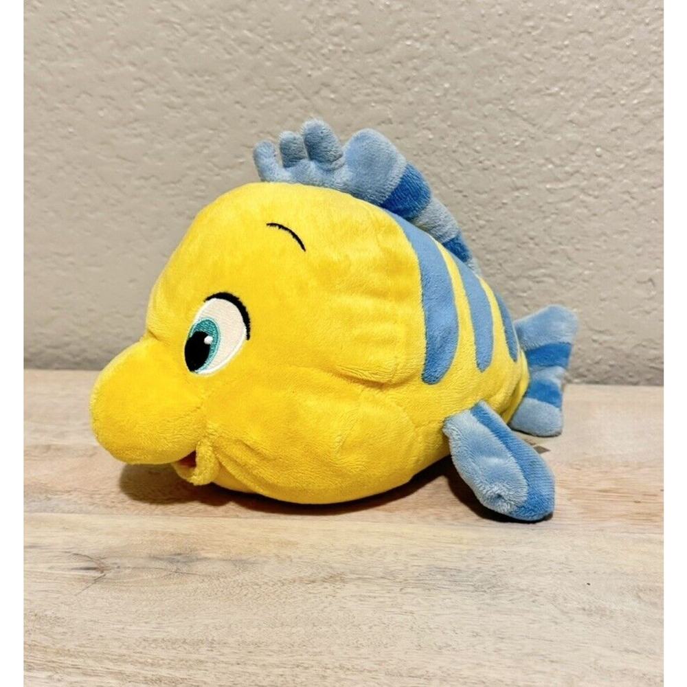 Disney Store Little Mermaid Flounder Plush Stuffed Animal Toy 9” Genuine Stamped